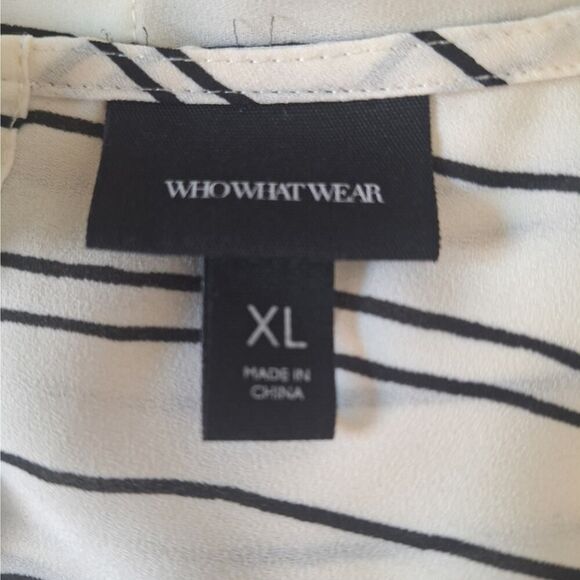 Who What Wear Tank Top Blouse Stripe Long Button Back Trendy Officecore Chic XL - Picture 2 of 9